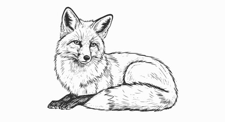 Black and White Illustration of Fox.