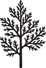 Obraz premium Minimalist black and white illustration of a stylized tree branch with leaves