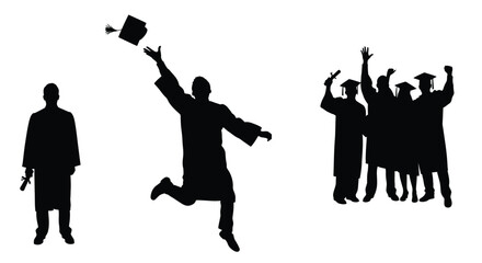 Celebrating graduation with joyful poses a striking silhouette © MdGolam