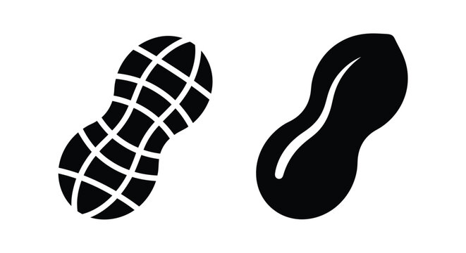 Two peanut illustrations in black showcasing a distinct silhouette