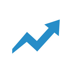A blue arrow graph trending upwards, symbolizing growth and progress.