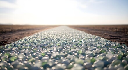Obraz premium Close up of a path made of translucent stones leading into the distance
