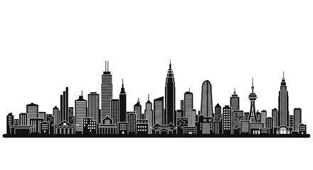 Obraz premium Cityscape Silhouette: Modern Skyline with Diverse Buildings