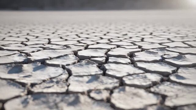 Dry, cracked clay land reflecting the harsh effects of drought, aridity, and climate change, portraying desertification and the urgent need for environmental solutions