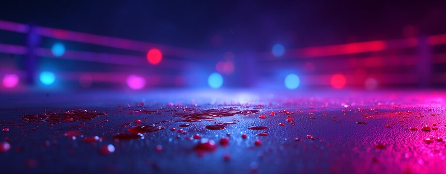 Arena of Intensity: A dynamic and edgy composition of a boxing ring drenched in neon lights, a visual narrative of the fierce struggle within.