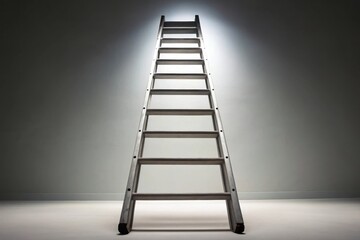 Metal Ladder Ascending Toward Radiant Light Symbolizing Success and Ambition