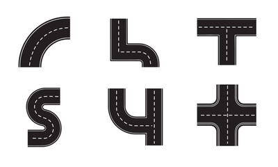 Road signs and symbols representing different traffic directions and regulations Vector