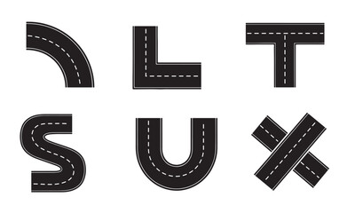 Various road signs and symbols representing different traffic directions and regulations Vector