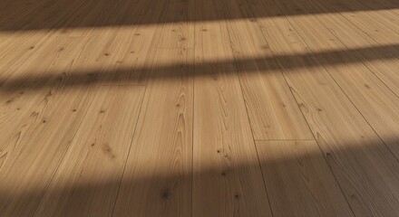 Natural Wood Floor Texture with Sunlight Shadows.