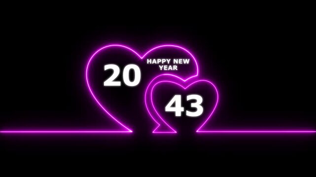 Happy valentines day hearts animation Suitable for valentines day celebration, social media post with happy new year 2043 confetti celebration. neon happy valentines day 4k video.