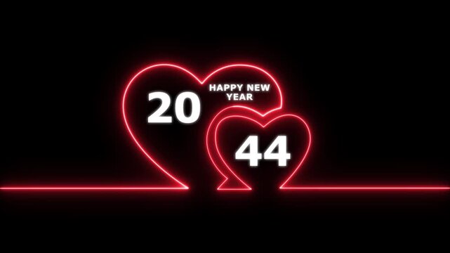 Happy valentines day hearts animation Suitable for valentines day celebration, social media post with happy new year 2044 confetti celebration. neon happy valentines day 4k video.