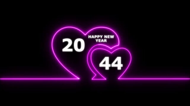 Happy valentines day hearts animation Suitable for valentines day celebration, social media post with happy new year 2044 confetti celebration. neon happy valentines day 4k video.