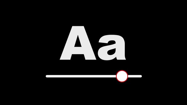 Zoom text feature icon with large and small letters and a slider, ideal for text size adjustment. Zoom text animation. 