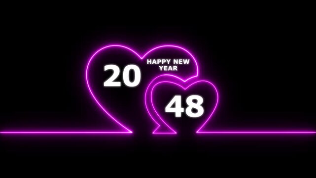 Happy valentines day hearts animation Suitable for valentines day celebration, social media post with happy new year 2048 confetti celebration. neon happy valentines day 4k video.