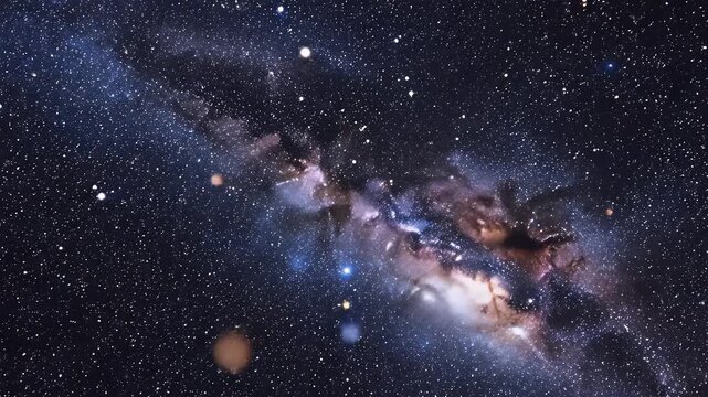 A beautiful cosmic starry sky with countless twinkling and glowing stars. This seamless animation shows the night sky on a dark background.