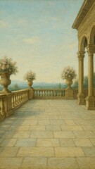 Fototapeta premium Elegant terrace with scenic view.