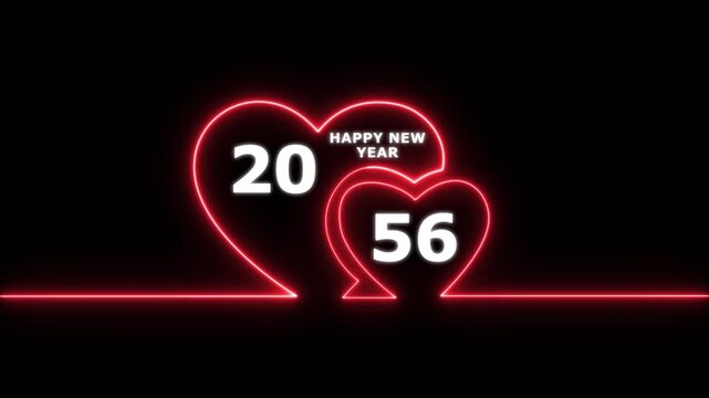 Happy valentines day hearts animation Suitable for valentines day celebration, social media post with happy new year 2056 confetti celebration. neon happy valentines day 4k video.