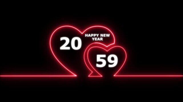 Happy valentines day hearts animation Suitable for valentines day celebration, social media post with happy new year 2059 confetti celebration. neon happy valentines day 4k video.