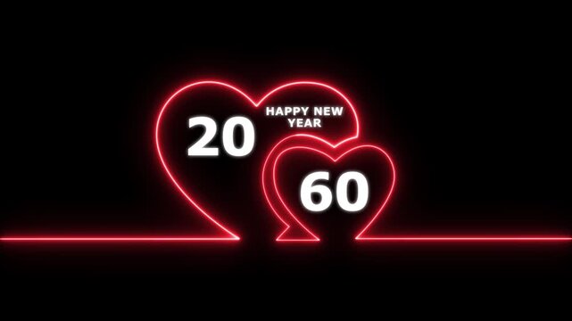 Happy valentines day hearts animation Suitable for valentines day celebration, social media post with happy new year 2060 confetti celebration. neon happy valentines day 4k video.