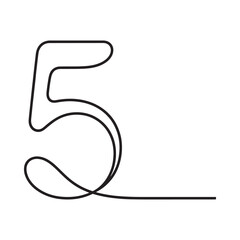 Simple line drawing of the number five on a white background