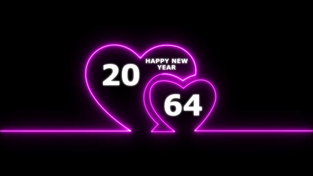 Happy valentines day hearts animation Suitable for valentines day celebration, social media post with happy new year 2064 confetti celebration. neon happy valentines day 4k video.