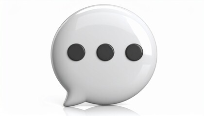 Speech bubble with ellipsis digital communication concept modern icon social media symbol glossy white abstract message sign.