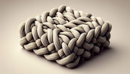 Close-up of a Thickly Braided Textile Square with Soft Lighting.