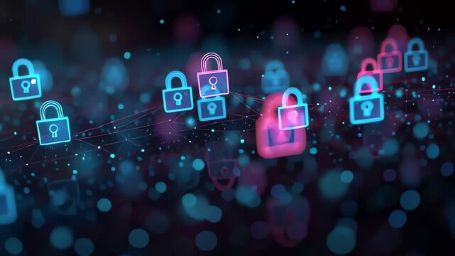 Digital Security Network Data Protection Padlock Icons