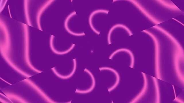 Abstract pink neon light spiral pattern rotating around a central point in a dark environment from a frontal viewpoint