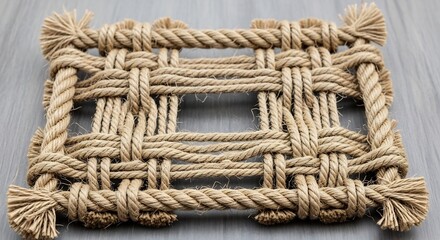 Handwoven Nautical Rope Doormat with Intricate Weave Pattern.