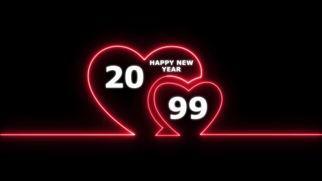 Happy valentines day hearts animation Suitable for valentines day celebration, social media post with happy new year 2099 confetti celebration. neon happy valentines day 4k video.