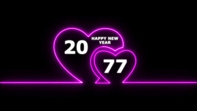 Happy valentines day hearts animation Suitable for valentines day celebration, social media post with happy new year 2077 confetti celebration. neon happy valentines day 4k video.