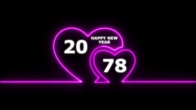 Happy valentines day hearts animation Suitable for valentines day celebration, social media post with happy new year 2078 confetti celebration. neon happy valentines day 4k video.