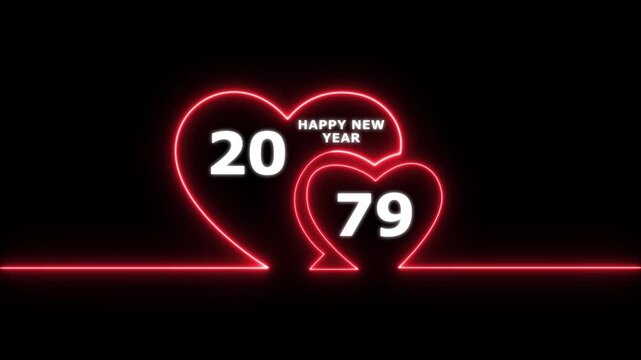 Happy valentines day hearts animation Suitable for valentines day celebration, social media post with happy new year 2079 confetti celebration. neon happy valentines day 4k video.