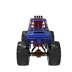 Rear view of a blue monster truck with large tires © khairunnisa
