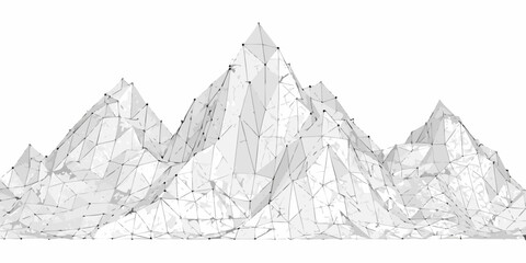 Abstract polygonal mountains a minimalist landscape of connected lines and shapes © PabanBiswas