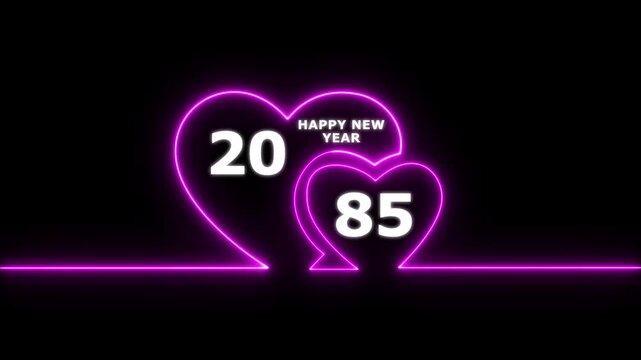 Happy valentines day hearts animation Suitable for valentines day celebration, social media post with happy new year 2085 confetti celebration. neon happy valentines day 4k video.