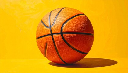 Fototapeta premium Basketball on Yellow Background