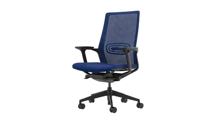 Blue Ergonomic Office Chair Isolated on Black