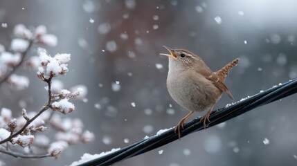 雪の日の小鳥