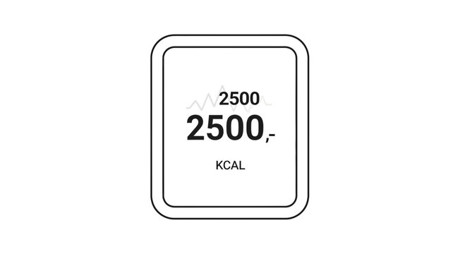 2500 kcal daily calorie intake icon, healthy diet and nutrition concept
