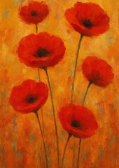 Obraz premium Vibrant red poppies on canvas