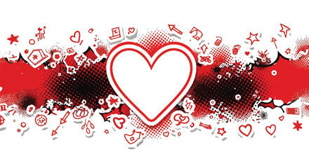 Love heart frame decorative border template