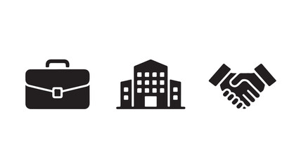 Business Icons in Minimalist Style with Simple Black Silhouettes on White Background for Corporate Use