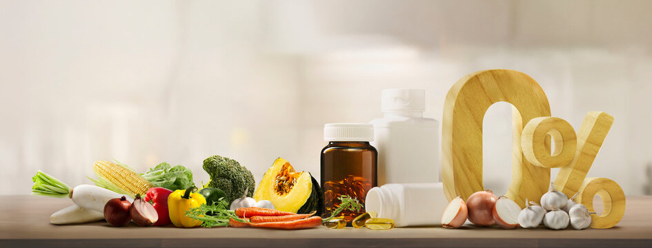 Fresh vegetables and vitamin-rich ingredients promote healthy nutrition and a 0% calorie concept. Ideal for diet, detox, clean eating, wellness lifestyle, and balanced meal visuals on a bright backgro