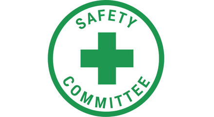 Obraz premium Green safety committee logo with cross on white background