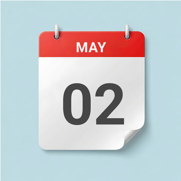 A calendar page showing the date May 2nd on a light blue background