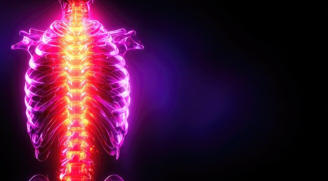 Human Spine Anatomy with Glowing Effect.