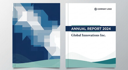 A vector graphic illustration of a company's annual report cover design for Global Innovations Inc.