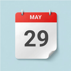Fototapeta premium A calendar page showing the date May 29 on a light blue background